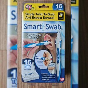 SMART SWAB SOFT SPIRAL EAR CLEANER SAFE EAR WAX REMOVAL KIT 16 TIPS INCLUDED
